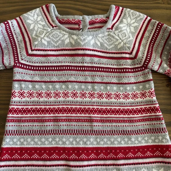 Girls Gymboree Fair Isle Knit Dress Size 5T Winter Sweater Dress Snowflake - Picture 3 of 4